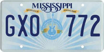 MS license plate GXO772