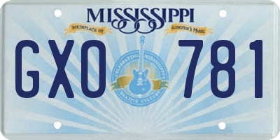 MS license plate GXO781