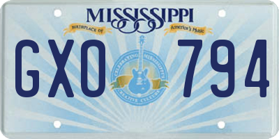 MS license plate GXO794