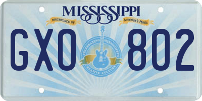 MS license plate GXO802