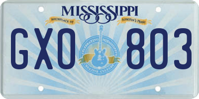 MS license plate GXO803