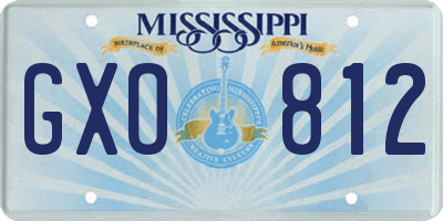 MS license plate GXO812