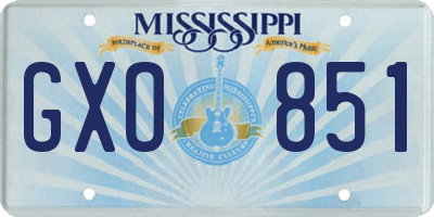 MS license plate GXO851