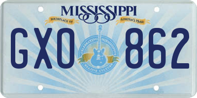 MS license plate GXO862