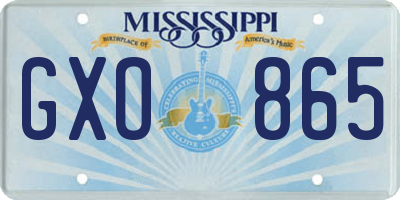 MS license plate GXO865