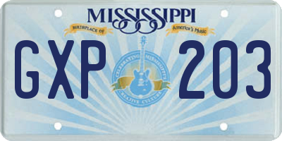 MS license plate GXP203