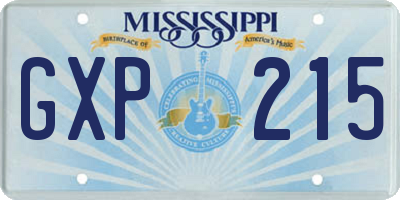 MS license plate GXP215
