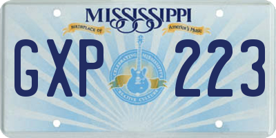 MS license plate GXP223