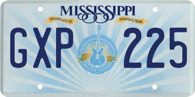 MS license plate GXP225