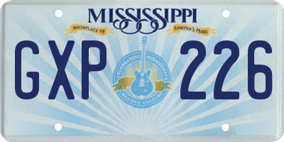 MS license plate GXP226