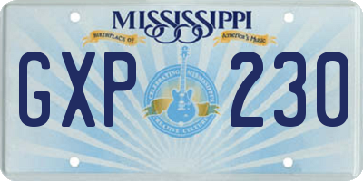 MS license plate GXP230