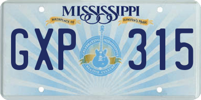 MS license plate GXP315