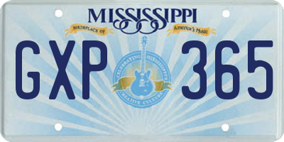 MS license plate GXP365