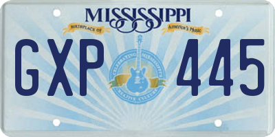 MS license plate GXP445