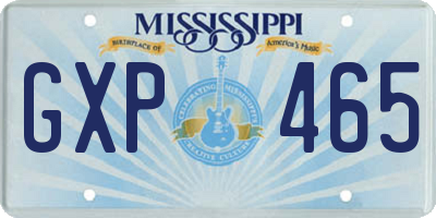 MS license plate GXP465