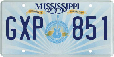 MS license plate GXP851