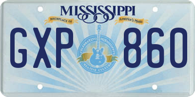 MS license plate GXP860
