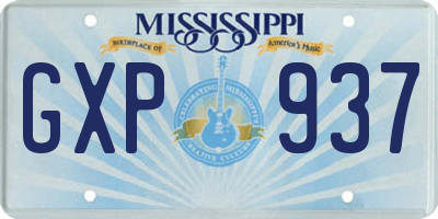 MS license plate GXP937