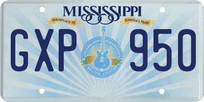 MS license plate GXP950