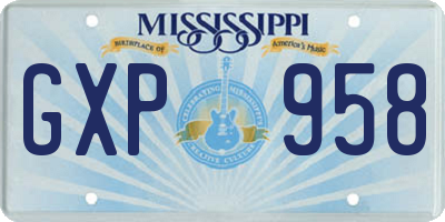 MS license plate GXP958