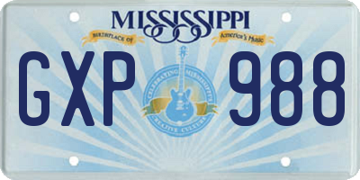 MS license plate GXP988