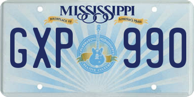 MS license plate GXP990