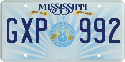 MS license plate GXP992