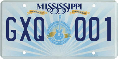 MS license plate GXQ001