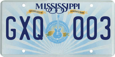 MS license plate GXQ003