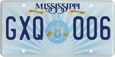 MS license plate GXQ006