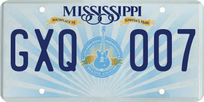 MS license plate GXQ007