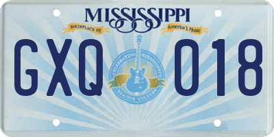 MS license plate GXQ018