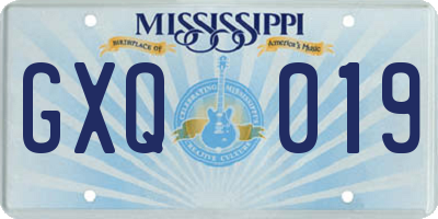 MS license plate GXQ019