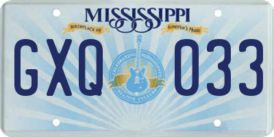 MS license plate GXQ033