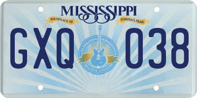 MS license plate GXQ038