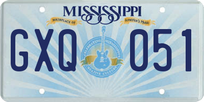 MS license plate GXQ051