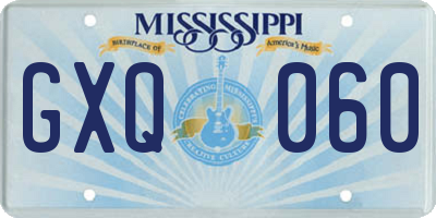 MS license plate GXQ060