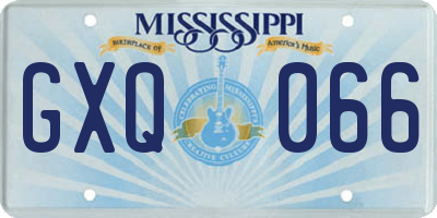 MS license plate GXQ066