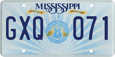 MS license plate GXQ071
