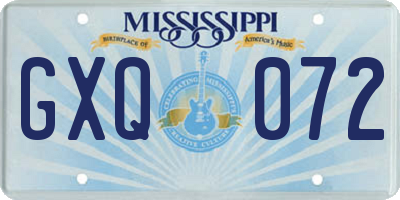 MS license plate GXQ072