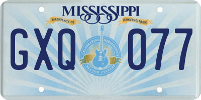 MS license plate GXQ077
