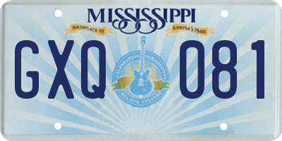 MS license plate GXQ081