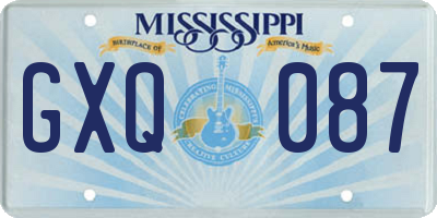 MS license plate GXQ087