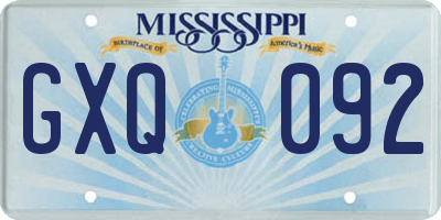 MS license plate GXQ092