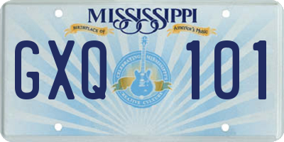 MS license plate GXQ101