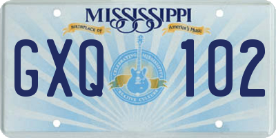 MS license plate GXQ102