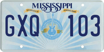 MS license plate GXQ103