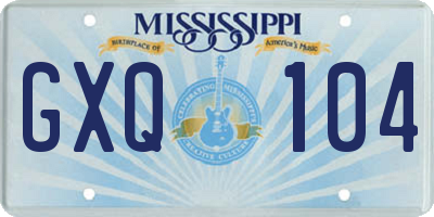 MS license plate GXQ104