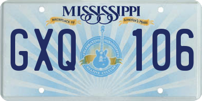 MS license plate GXQ106