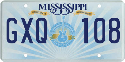 MS license plate GXQ108